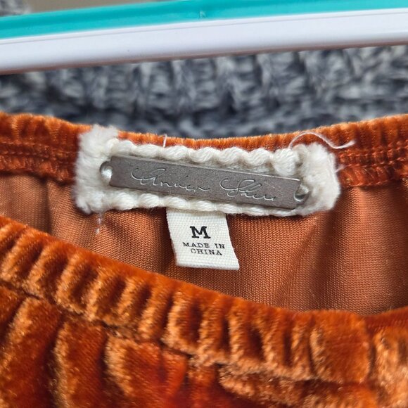 Amber Shu Crushed Velvet Y2K Orange Blouse‎ Size Medium - Picture 6 of 8